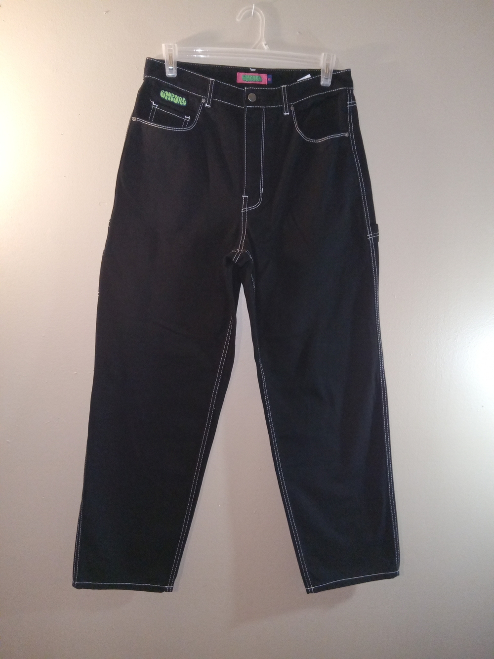Empyre Black Wide-Leg Jeans with White Contrast Stitching